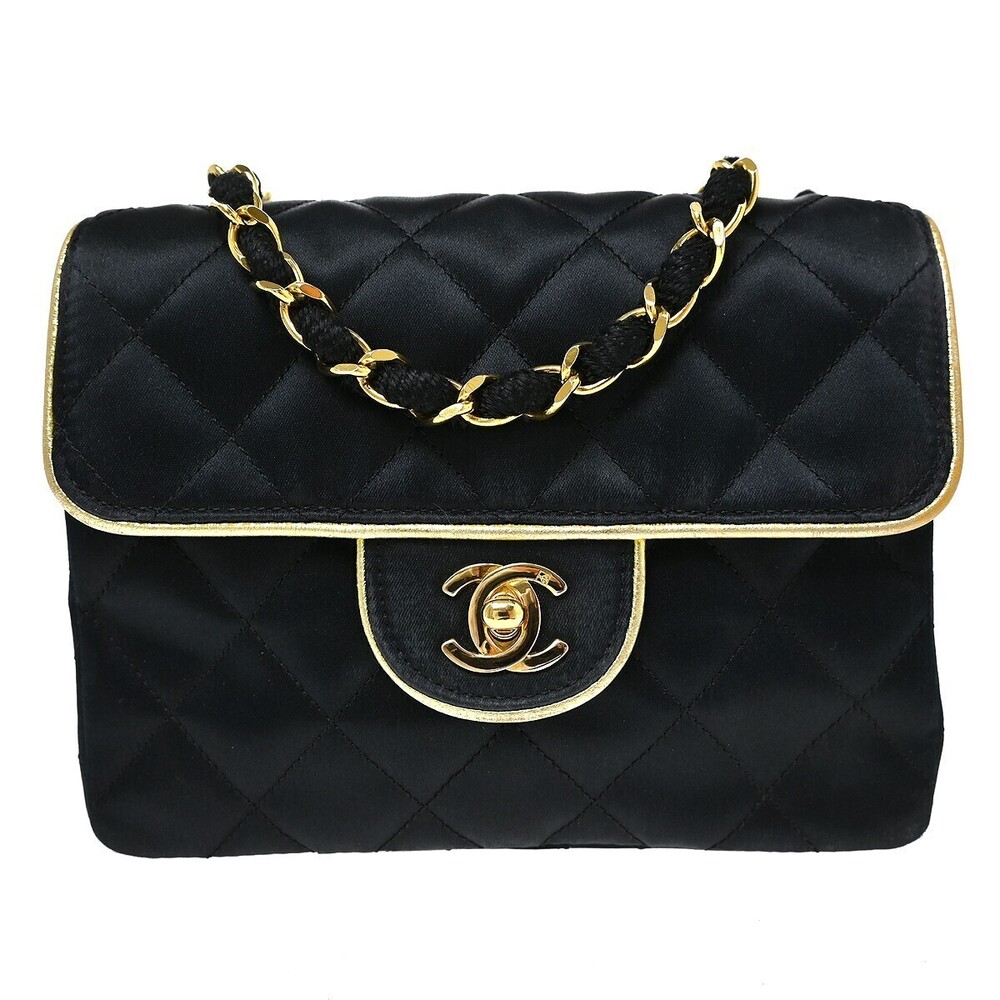 Chanel Vintage Square Classic Single Flap Quilted Satin Mini